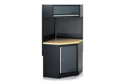 Komplettes Eckmodul mit Sperrholzplatte Grau/Schwarz