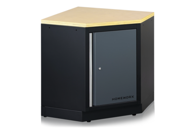 Eckschrank mit Sperrholzplatte Grau/Schwarz